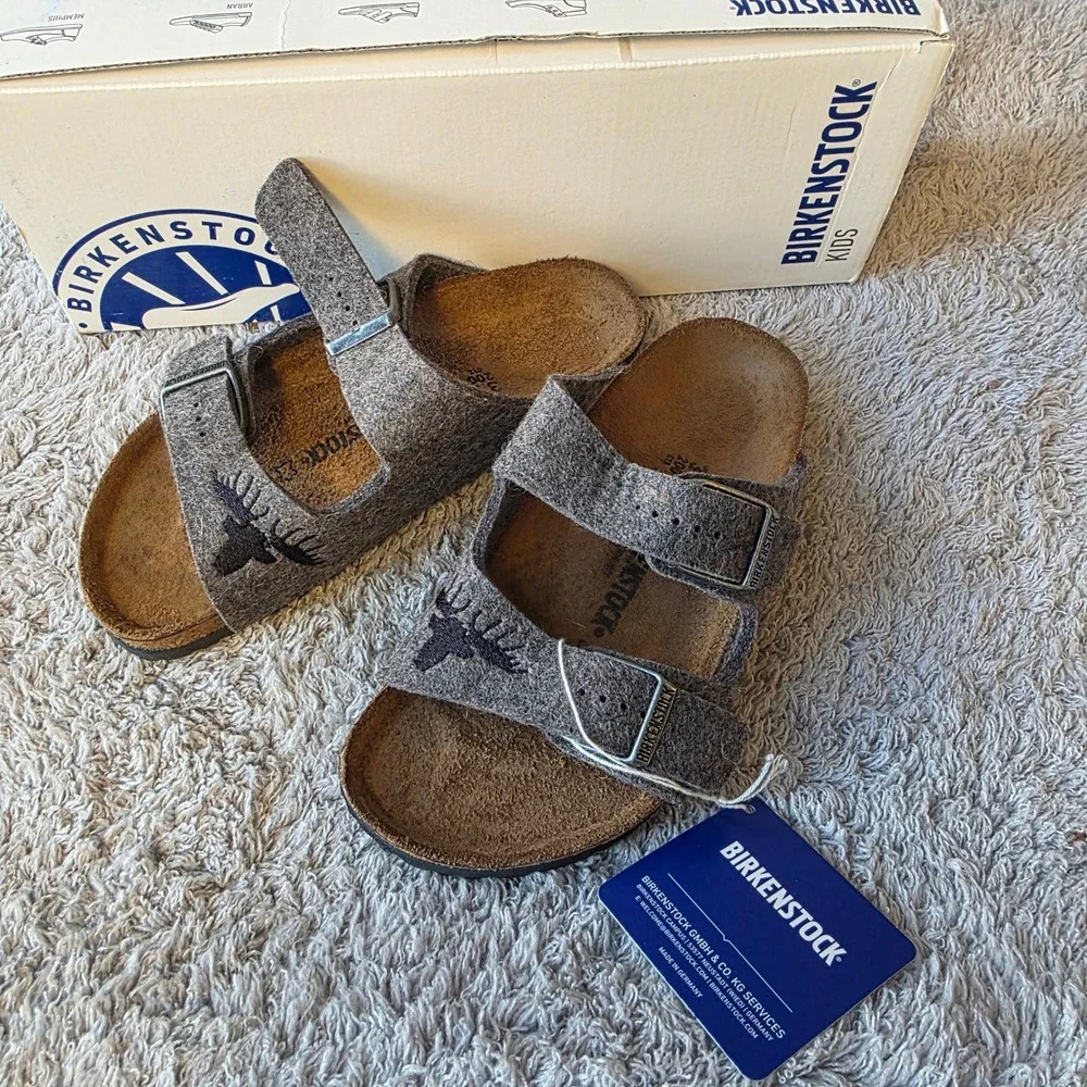 Birkenstock Arizona Kids Gray‎ Elk Felt Sandals US Size K13 EU 31 Buckle